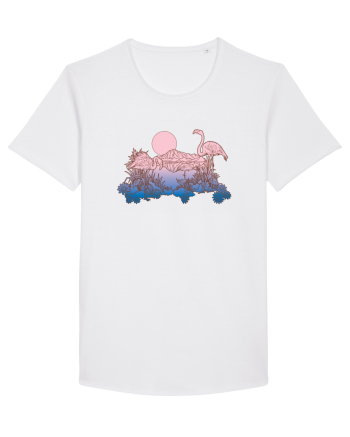 Flamingo Sunset Retro White