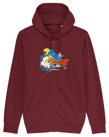 Spray Retro Flowers Burgundy