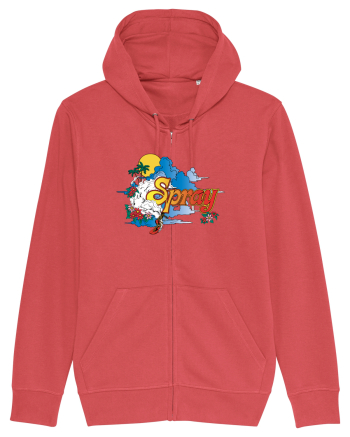 Spray Retro Flowers Carmine Red