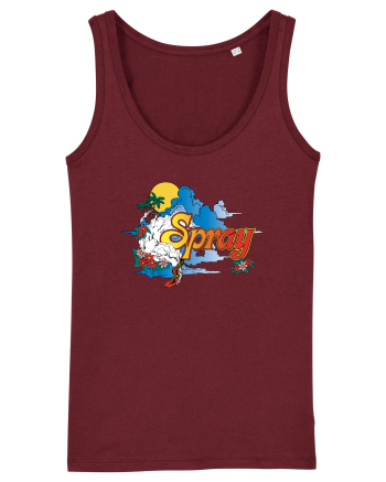 Spray Retro Flowers Burgundy