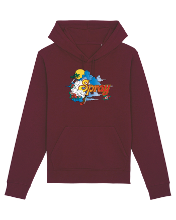 Spray Retro Flowers Burgundy