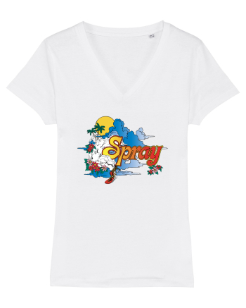 Spray Retro Flowers White