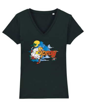 Spray Retro Flowers Black