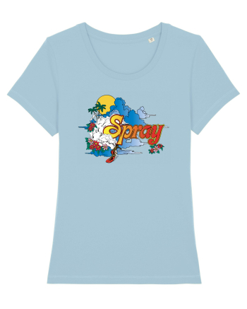 Spray Retro Flowers Sky Blue