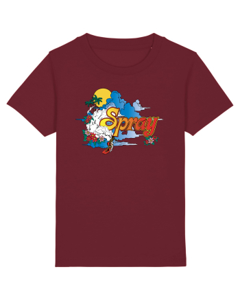 Spray Retro Flowers Burgundy