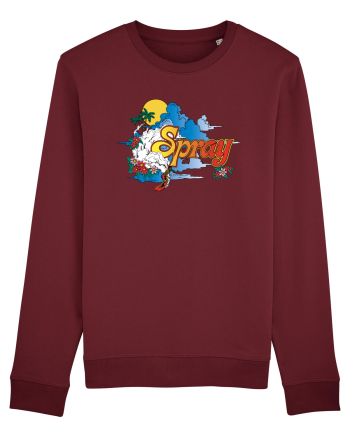 Spray Retro Flowers Burgundy