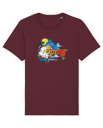 Spray Retro Flowers Burgundy