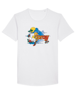 Spray Retro Flowers Tricou mânecă scurtă guler larg Bărbat Skater