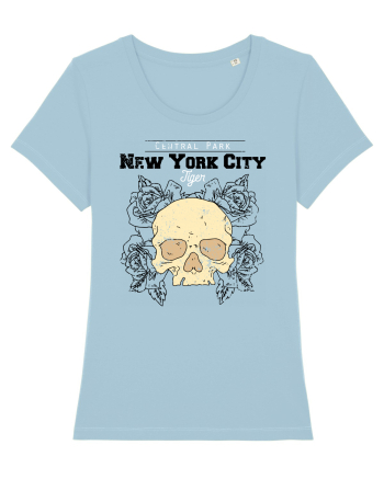 New York City Skull Sky Blue