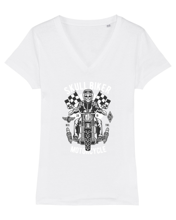 Skull Biker Race White