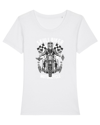 Skull Biker Race White