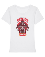 Skull Biker Red Tricou mânecă scurtă guler larg fitted Damă Expresser
