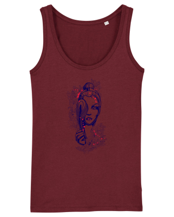 Femeie cu Pană Floral Burgundy