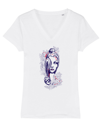 Femeie cu Pană Floral White