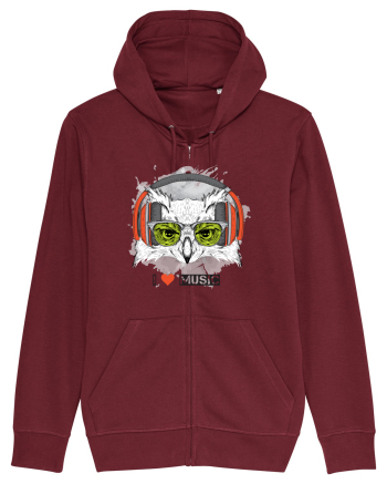 Owl Hipster Headphones Burgundy