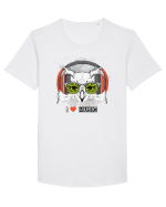 Owl Hipster Headphones Tricou mânecă scurtă guler larg Bărbat Skater