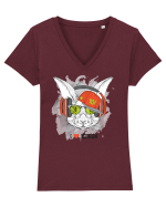 Rabbit Hipster Headphones Tricou mânecă scurtă guler V Damă Evoker