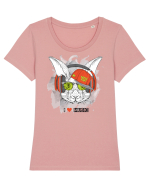 Rabbit Hipster Headphones Tricou mânecă scurtă guler larg fitted Damă Expresser