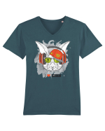 Rabbit Hipster Headphones Tricou mânecă scurtă guler V Bărbat Presenter