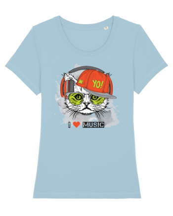 I love Music Cat Sky Blue