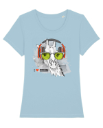 I love Music Giraffe Tricou mânecă scurtă guler larg fitted Damă Expresser