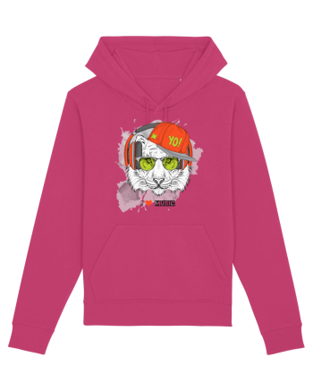 Hipster Tiger Headphones Raspberry