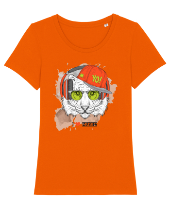Hipster Tiger Headphones Bright Orange