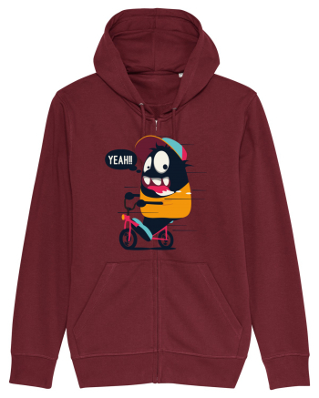 Monster Biker Cartoon Burgundy