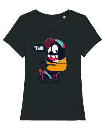 Monster Biker Cartoon Black