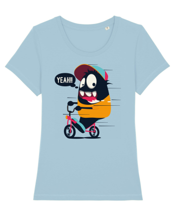 Monster Biker Cartoon Sky Blue