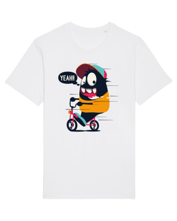 Monster Biker Cartoon White