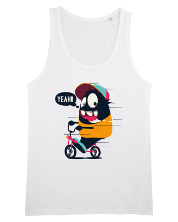 Monster Biker Cartoon White