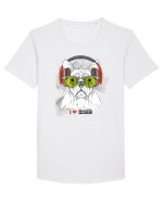 Hipster Frenchie Dog Tricou mânecă scurtă guler larg Bărbat Skater