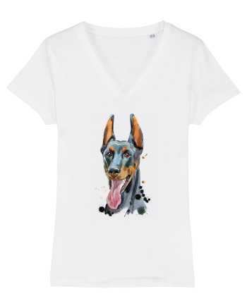 Doberman Painting White