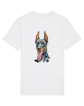 Doberman Painting White