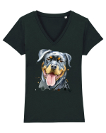 Rottweiler Painting Tricou mânecă scurtă guler V Damă Evoker