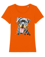 Rottweiler Painting Tricou mânecă scurtă guler larg fitted Damă Expresser