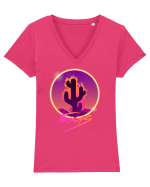 Texas Cactus Fire Tricou mânecă scurtă guler V Damă Evoker