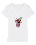 Street Skater Retro Tricou mânecă scurtă guler V Damă Evoker
