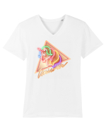 Neon Unicorn Sign Tricou mânecă scurtă guler V Bărbat Presenter