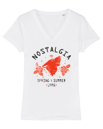 Roses Wolf Cool Tricou mânecă scurtă guler V Damă Evoker