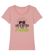 Life is better on the Farm Tricou mânecă scurtă guler larg fitted Damă Expresser