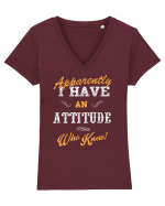 Attitude Puns Tricou mânecă scurtă guler V Damă Evoker