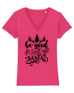 Be Good or I will text Santa Tricou mânecă scurtă guler V Damă Evoker