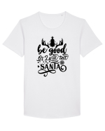 Be Good or I will text Santa Tricou mânecă scurtă guler larg Bărbat Skater