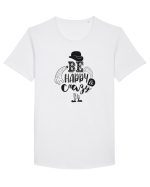 Be happy and Crazy Tricou mânecă scurtă guler larg Bărbat Skater