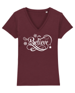 Believe White Tricou mânecă scurtă guler V Damă Evoker