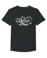 Believe White Tricou mânecă scurtă guler larg Bărbat Skater