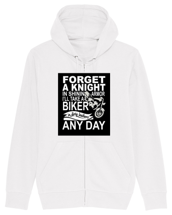 Biker in dirty leathers White