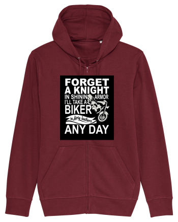 Biker in dirty leathers Burgundy